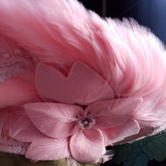 Vintage Wool Felt and Feather Pink Hat main image 4